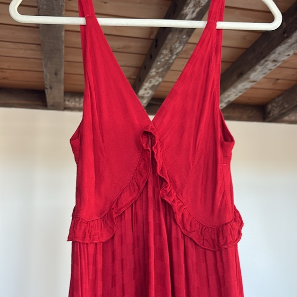 LACAUSA red sleeveless v-neck midi dress size small - Picture 8 of 8